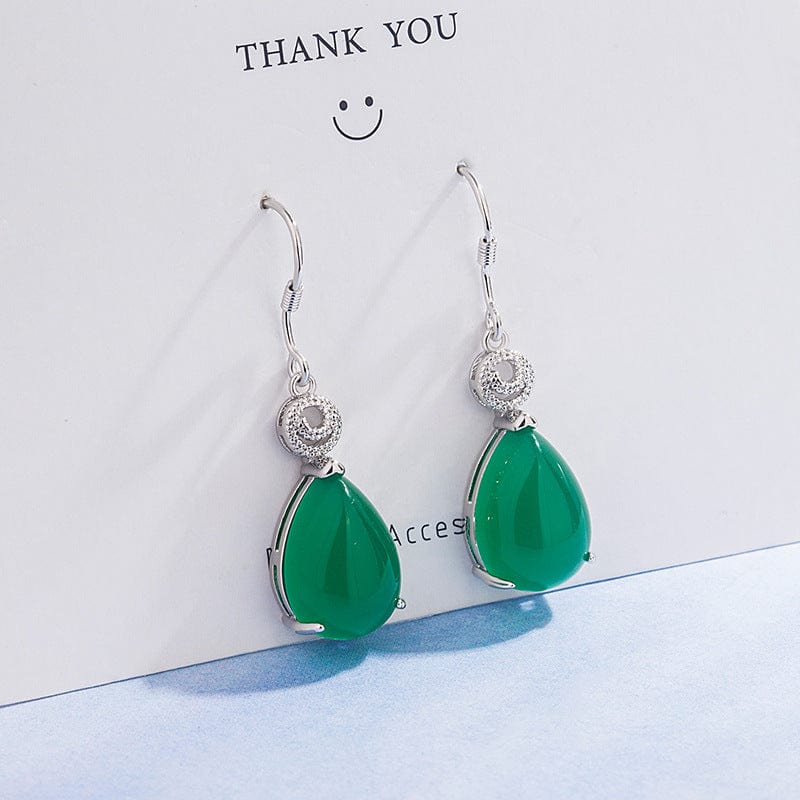 green S925 Silver Plated Earring Emerald Gemstone Jewelry for Women Bizuteria Jewelry Kolczyki Orecchini Drop Earrings