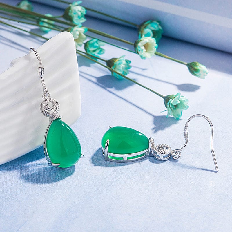 green S925 Silver Plated Earring Emerald Gemstone Jewelry for Women Bizuteria Jewelry Kolczyki Orecchini Drop Earrings