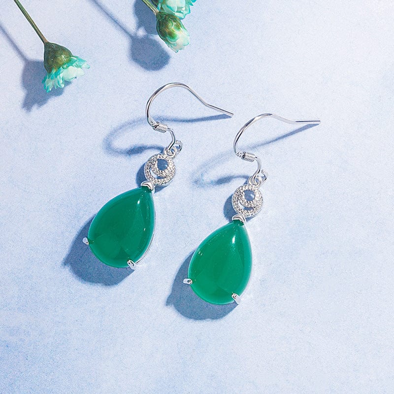 green S925 Silver Plated Earring Emerald Gemstone Jewelry for Women Bizuteria Jewelry Kolczyki Orecchini Drop Earrings