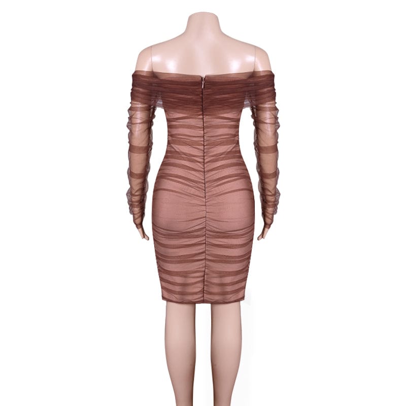 H1013 Top Quality Rayon Long Sleeve Mesh Dress Bandage Sexy Ladies Evening Party Dress