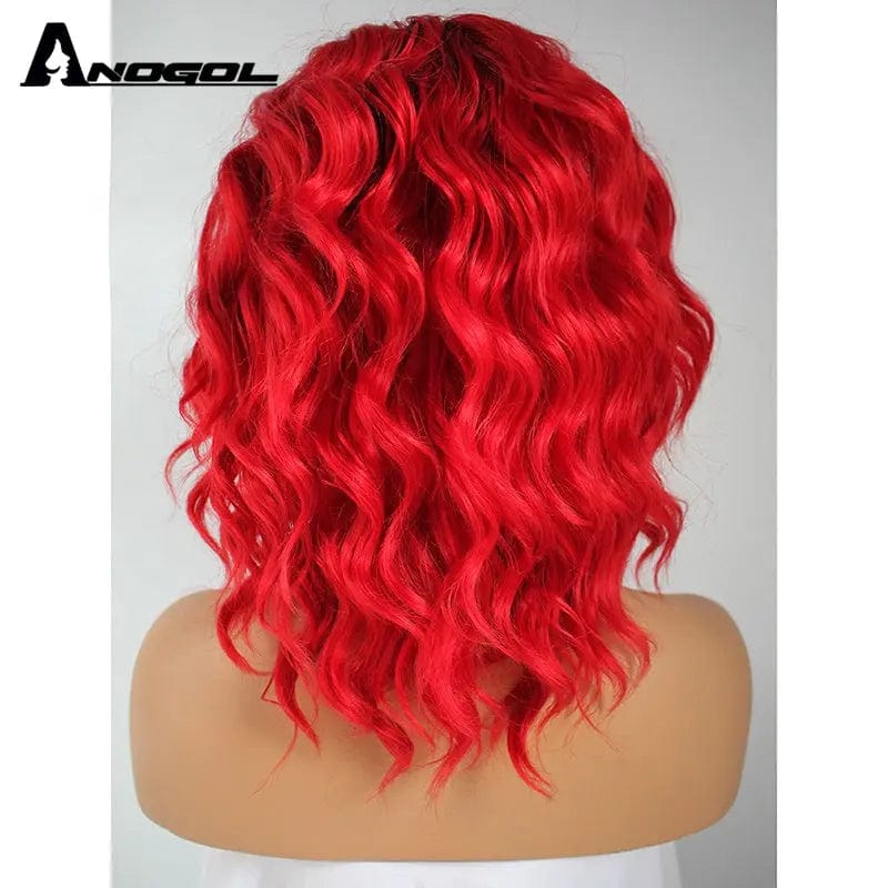 Hair Extensions 17 Inches / Ombre Red Anogol Short Afro Kinky Curly Brazilian Ombre Hair