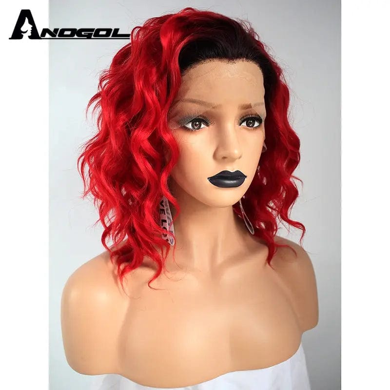 Hair Extensions 17 Inches / Ombre Red Anogol Short Afro Kinky Curly Brazilian Ombre Hair