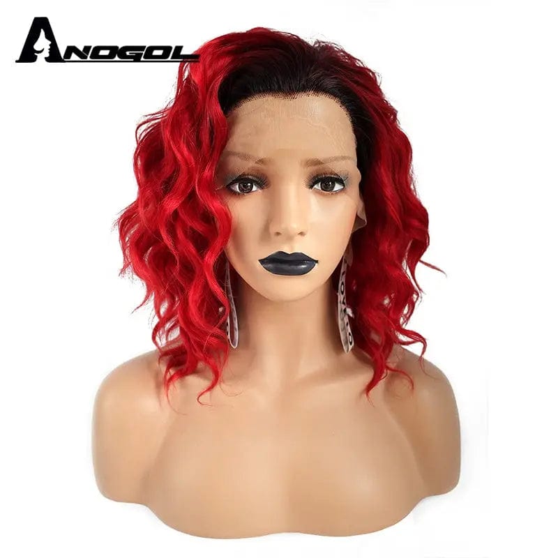 Hair Extensions 17 Inches / Ombre Red Anogol Short Afro Kinky Curly Brazilian Ombre Hair