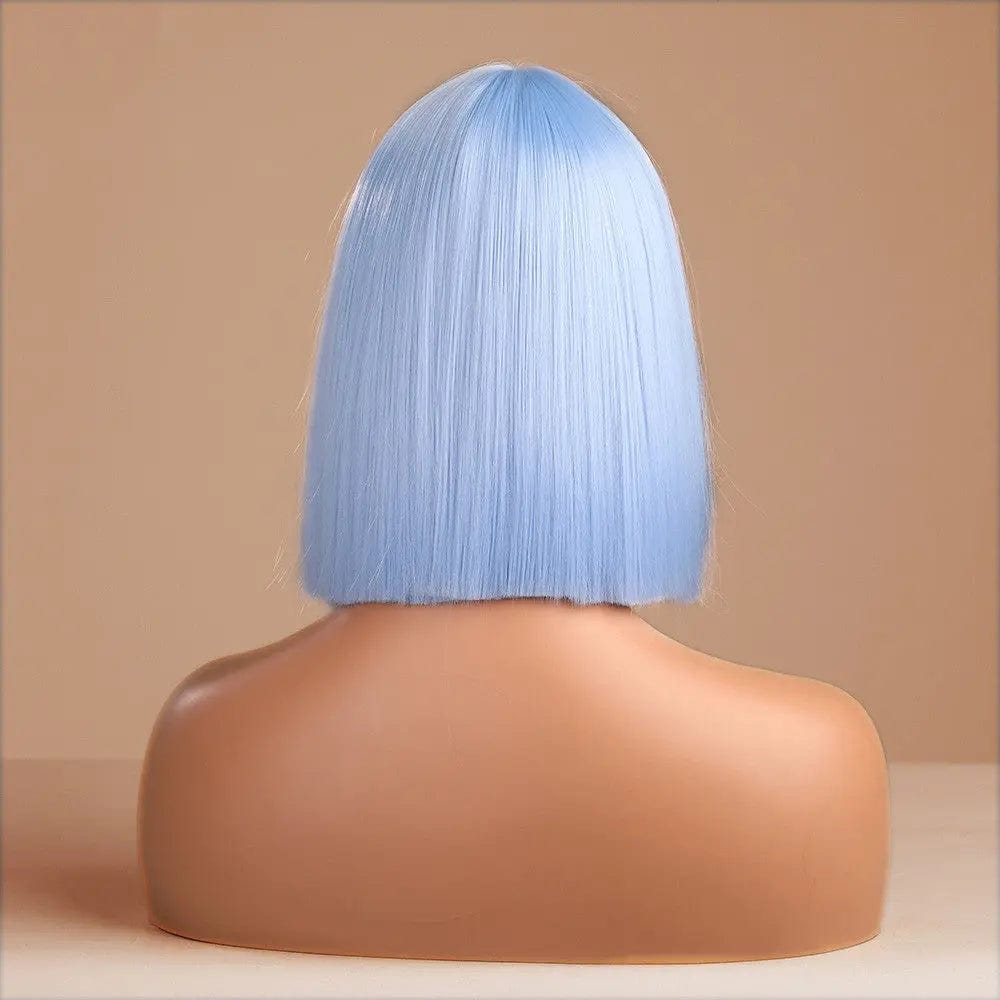 HAIRCUBE Wigs Supplier Synthetic Wig Medium Long Light Blue Hair Wigs For Daily Party Cosplay Heat Resistant Fiber Hair