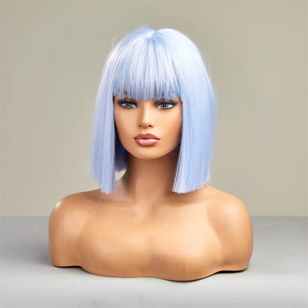 HAIRCUBE Wigs Supplier Synthetic Wig Medium Long Light Blue Hair Wigs For Daily Party Cosplay Heat Resistant Fiber Hair