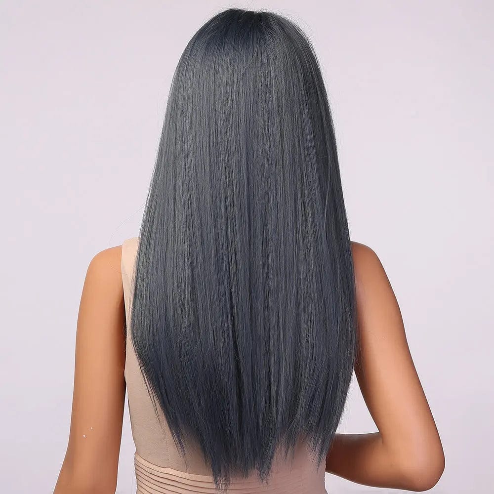 HAOLING Blue Gray Ombre Long Straight Wigs for Women Wholesale Synthetic Wigs synthetic hair wigs with highlights