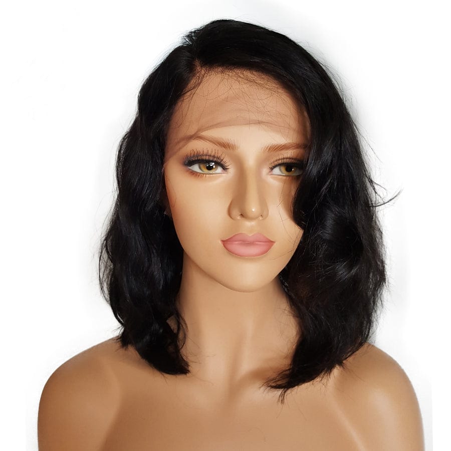 HD lace free ship Human Hair Lace Front Closure Short Bob Wig 150% wavy lace frontal Human Hair Bob Peruvian Wig