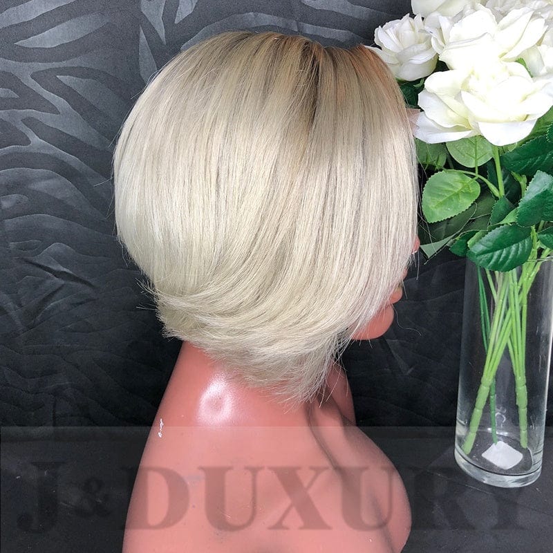 HD transparent lace frontal wigs human hair wigs human hair strot bob hair with bangs pixie wigs for black women