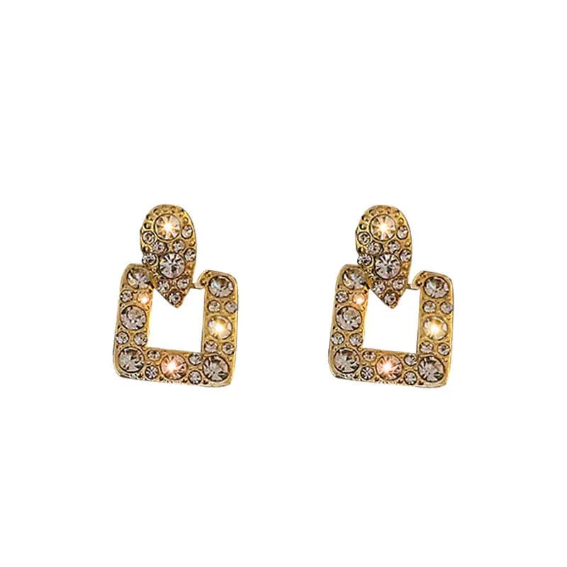 HE7125 / Gold Fashionable Exquisite 925 Silver Needle Water Drop Diamond Square Earrings INS Popular Personality Jewelry for Women