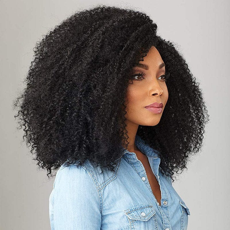 Headband Wig Kinky Curly Human Hair  Brazilian Machine Scarf Wig Easy to Install Jerry Curl Hair Wig 180% Density