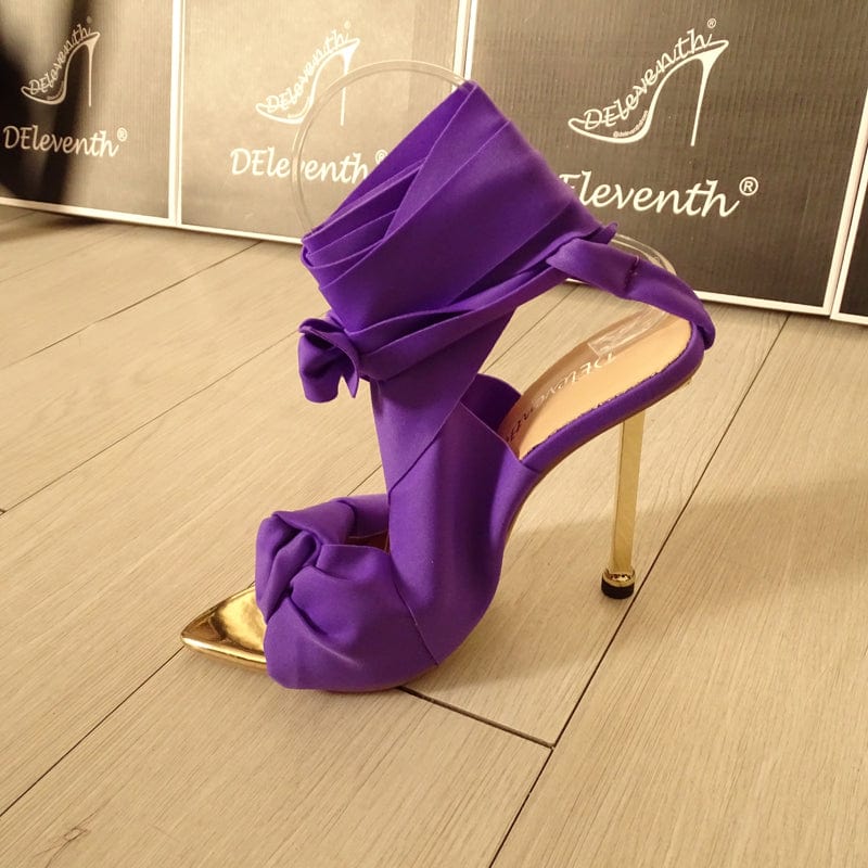 Heel Sandals US8.5=EUR40 / Purple 112392 DEleventh Shoes Hot Fashion Pointy Toe Metal Heels Dress Shoes Pumps High Heel Sandals Stock Strappy Heels For Ladies