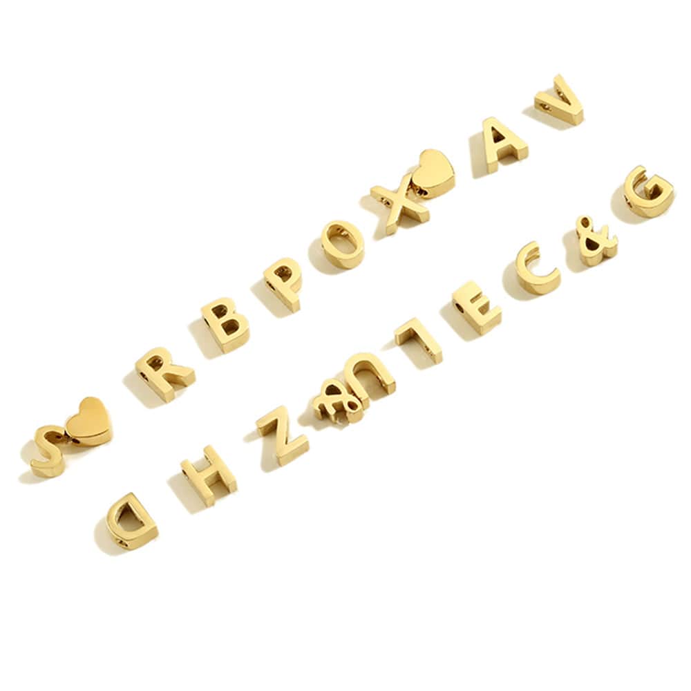 High quality 316l stainless steel  a-z 26 alphabet gold plated DIY name necklace pendant  letters accesories charms