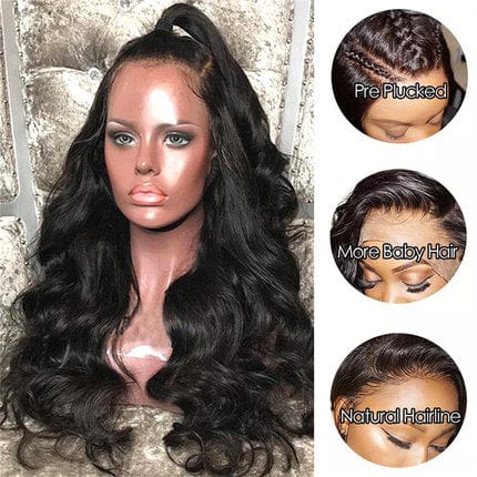 High Quality Lace Front Human Hair Wigs 150% Pre Plucked Brazilian Hair Wigs body wave closure wig 4x4 peruca peruk perruque