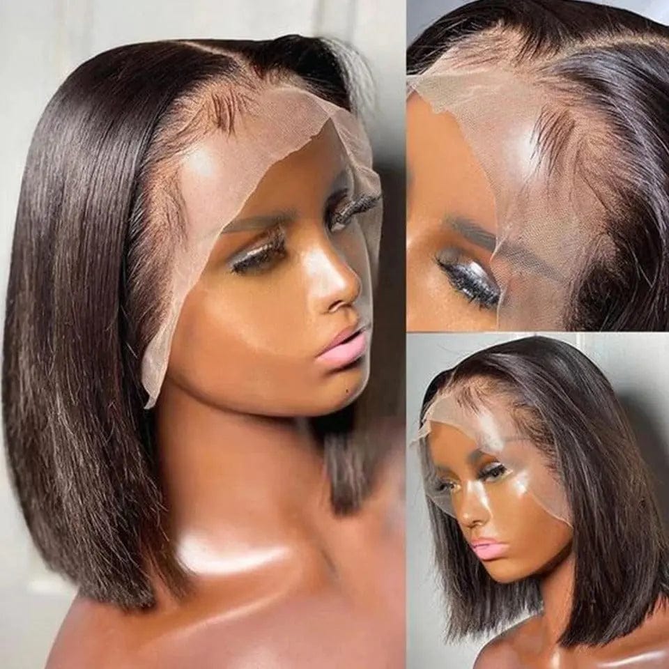 High Quality Luxury Bob Wig Lace Front Human Hair Wigs Hd Transparent Lace Frontal Wig Bob Straight  13x4 Lace Front Human Hair