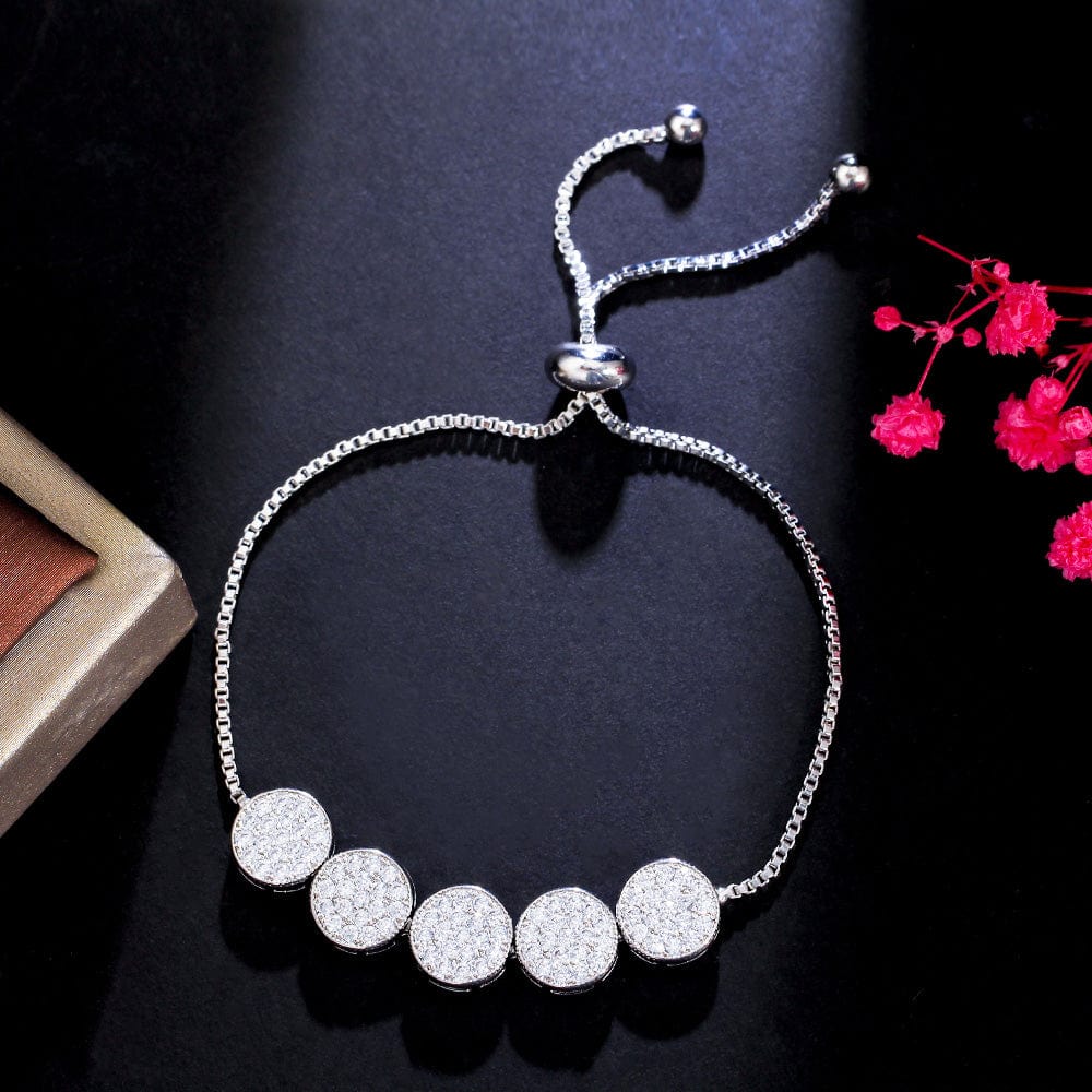 High Quality Stylish Charm Round Cubic Zircon Simple Adjustable Chain Bracelets Bangle for Women Tiny CZ Female Jewelry Gifts