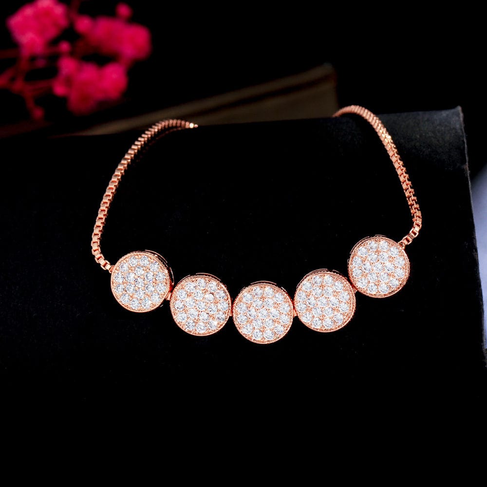 High Quality Stylish Charm Round Cubic Zircon Simple Adjustable Chain Bracelets Bangle for Women Tiny CZ Female Jewelry Gifts