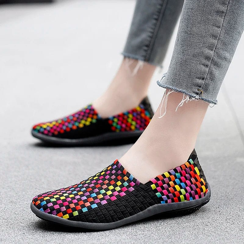 High quality wholesale rainbow zapatillas blancas sports women shoes ballerina flats running walk easy wear USA 2023