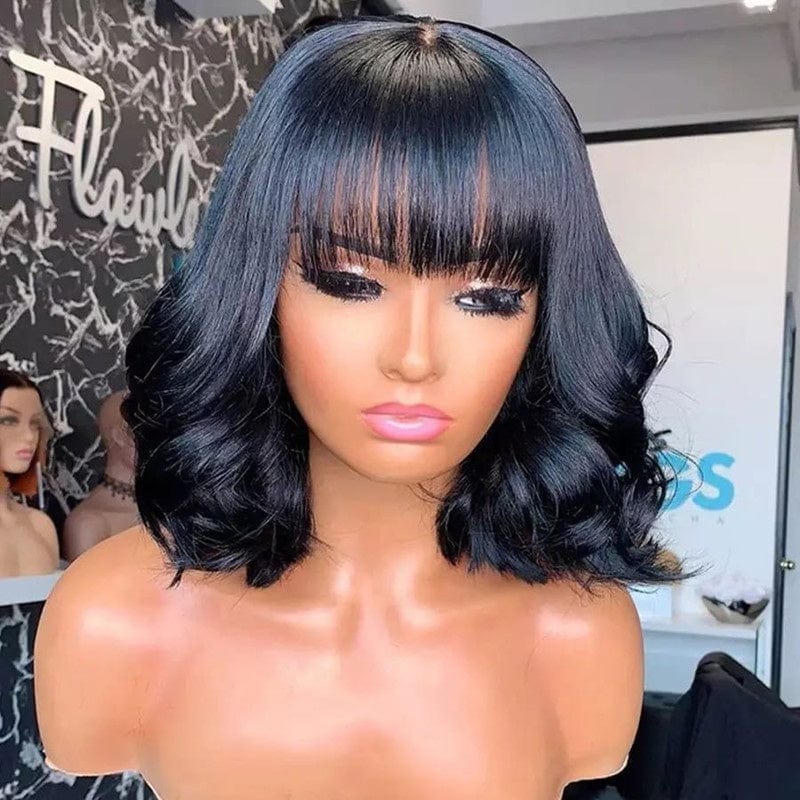 Highknight New Trending Cuticle Aligned Transparent Lace Pre Plucked 13*4 Lace Front Loose Wave Bob With Bang Human Hair Wigs