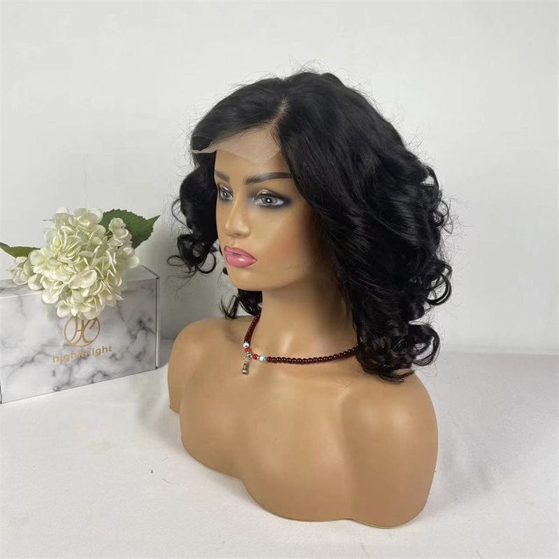 Highknight Wholesale Cuticle Aligned Loose Wave Brazilian Virgin Hair Short Bob Wigs 150% Density Lace Front Wig For Black Women