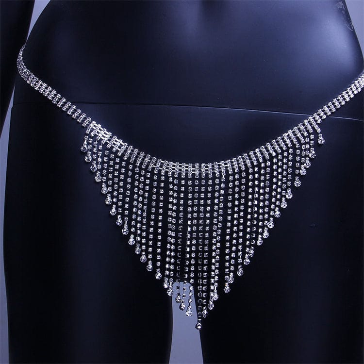 Hot rhinestone shiny tassel body chain bikini bras women exotic stripper outfit dancewear clothes sexy luxe diamond lingerie