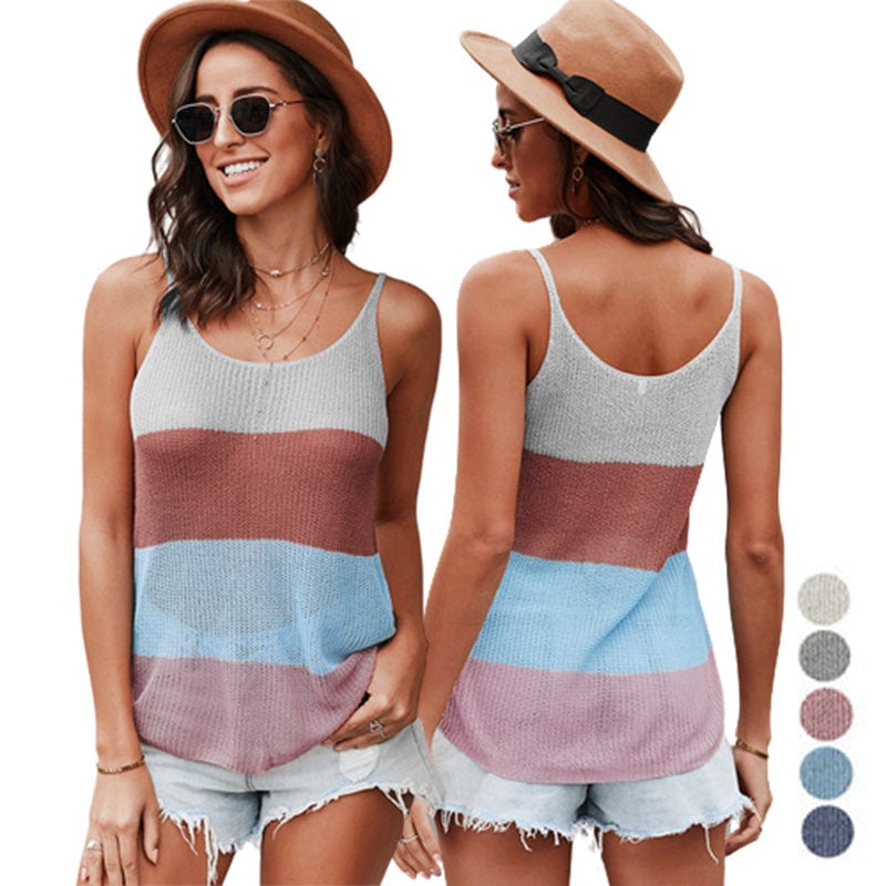 Hot Sale Casual Summer Athleisure Soft-touch Sleeveless Solid Knitted Women Tank Top