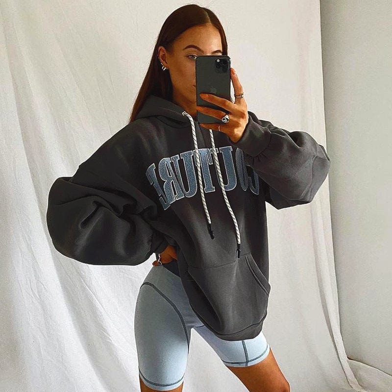 Hot sales letter hooded drawstring long sleeve sweartsuit ouversized unisex hoodies casual lady printed streetwear hoodie