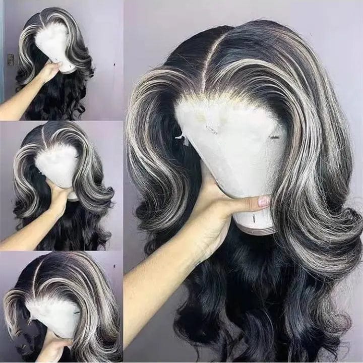 Hot Salt And Pepper 1B/60 Highlight Wave Unprocessed Wigs