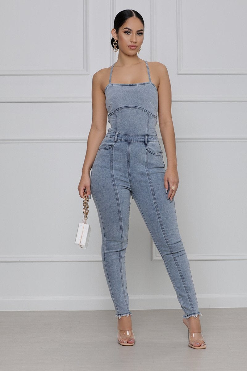 Hot sel womens jeans wish you well denim jumpsuit