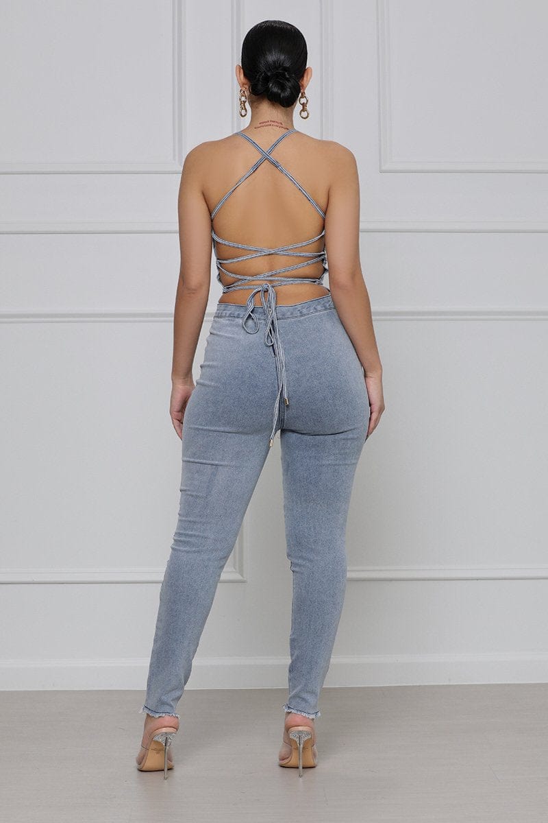 Hot sel womens jeans wish you well denim jumpsuit