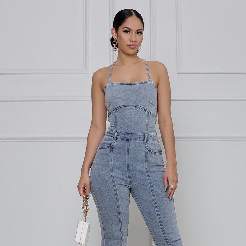 Hot sel womens jeans wish you well denim jumpsuit