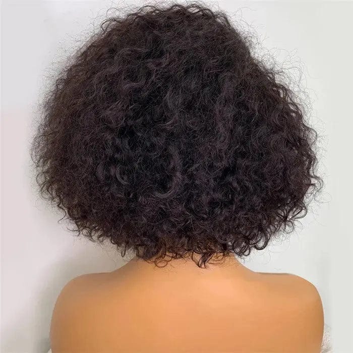 Hot Selling Dark Brown Short Bob Pixie Curly Wigs Cuticle Aligned Virgin Hair Lace Front Wig