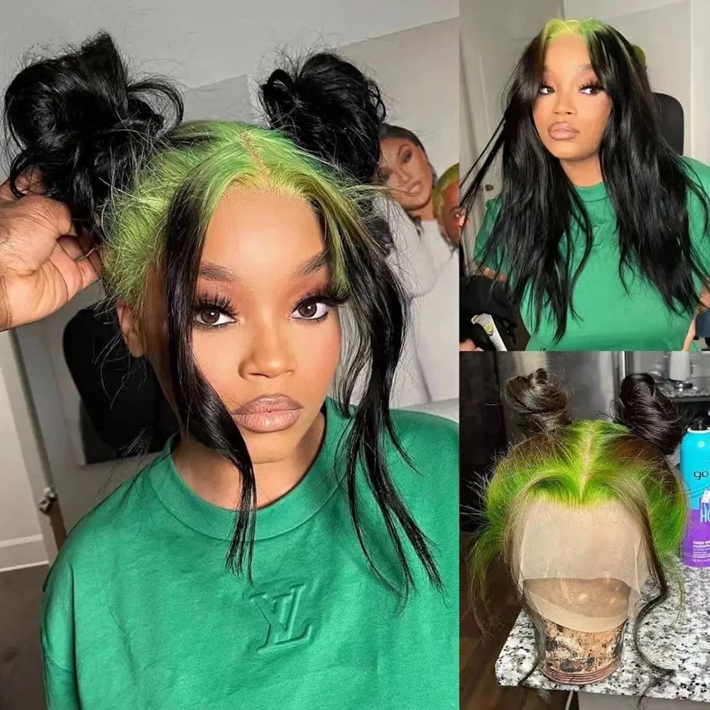 Hot Selling Green Root Natural Wave Peruvian Hair 13*4 Lace Front Wigs for Black Women