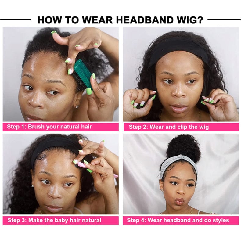 Hot selling in Eur US and afro new fashion adjustable headband wig water wave lace frontal wig 100% human lace wig Perucke peruk