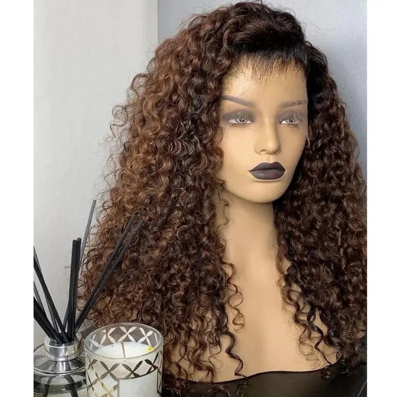 Hot Selling Long Curly Dark Brown Side Part Lace Front Wigs Brazilian Human Hair Wigs