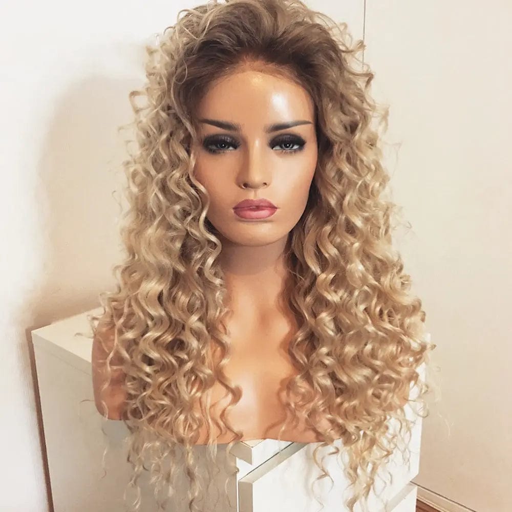 Hot Selling Long Wavy HD Transparent Lace Front Wig Ombre Blonde Deep Wave Virgin Hair Wigs