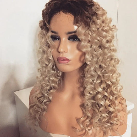 Hot Selling Long Wavy HD Transparent Lace Front Wig Ombre Blonde Deep Wave Virgin Hair Wigs