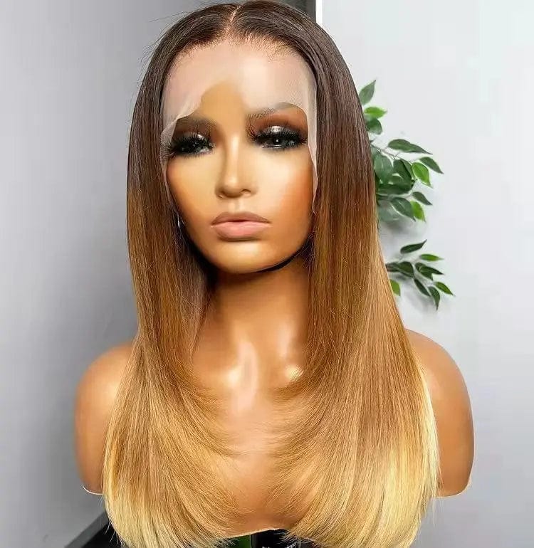 Hot Selling Long Wavy Lace Wig Ombre Brown Body Wave Brazilian Human Hair 13*4 Lace Front Wigs