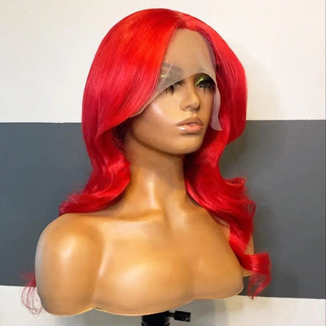 Hot Selling Long Wavy Wig Red Brazilian Human Virgin Hair 13*4 Lace Front Wigs for Black Women