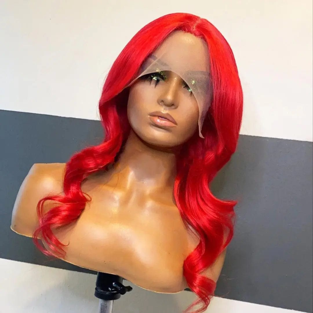 Hot Selling Long Wavy Wig Red Brazilian Human Virgin Hair 13*4 Lace Front Wigs for Black Women