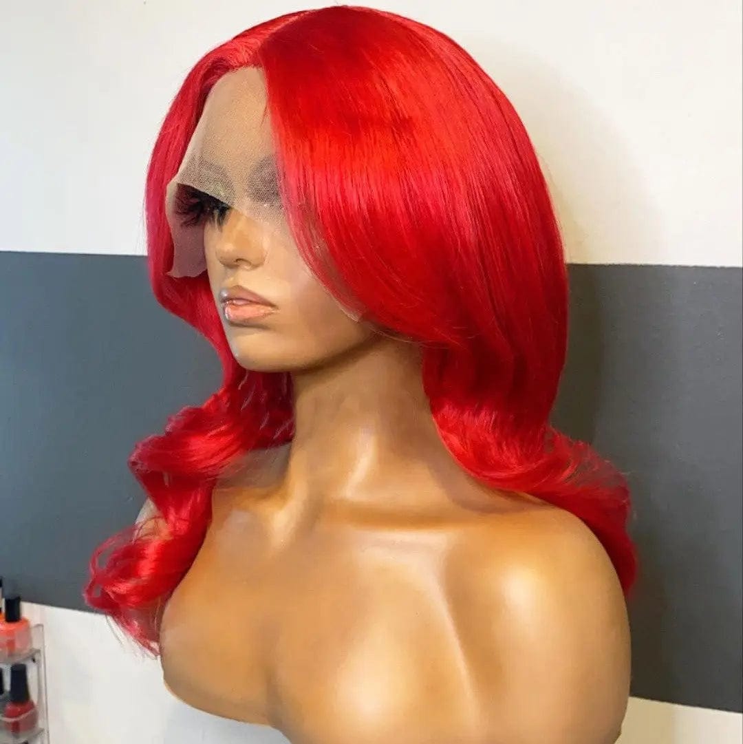 Hot Selling Long Wavy Wig Red Brazilian Human Virgin Hair 13*4 Lace Front Wigs for Black Women