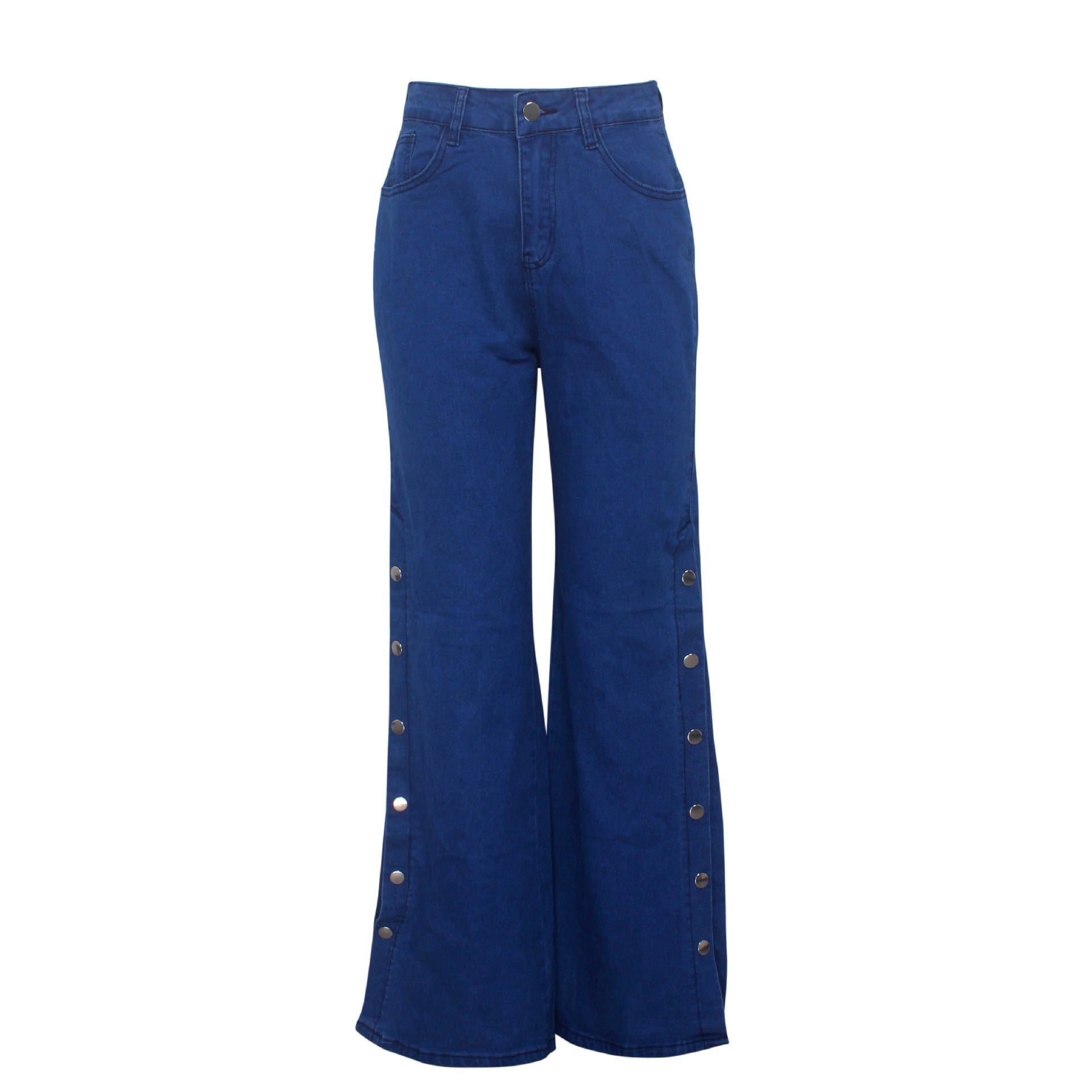 HSF2048 New arrival fashion personality split wide leg high waist stretch blue flared jeans new women