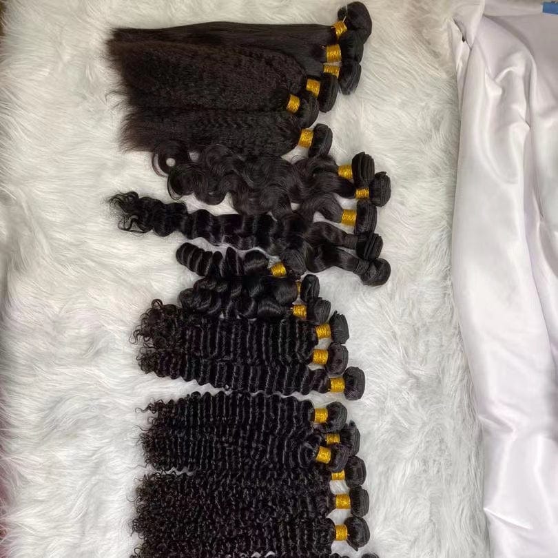 HTHAIR bundle deal top quality Factory Price human hair blend bundles with closure set