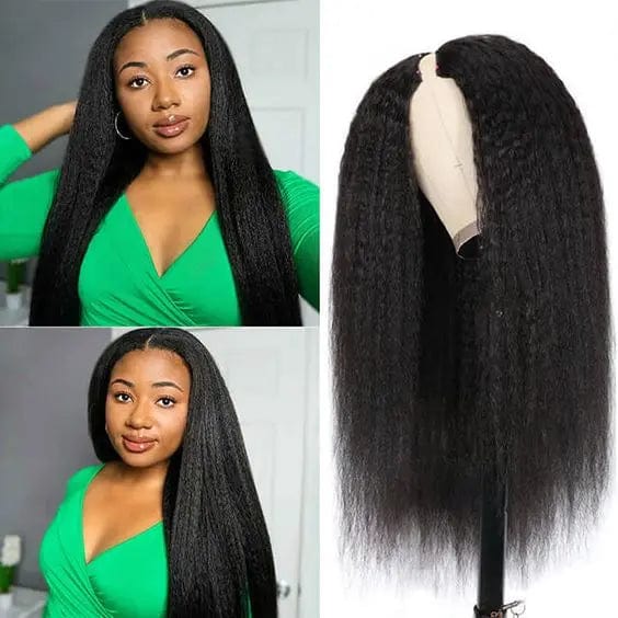 human hair 10A Kinky Curly Thin Part wig