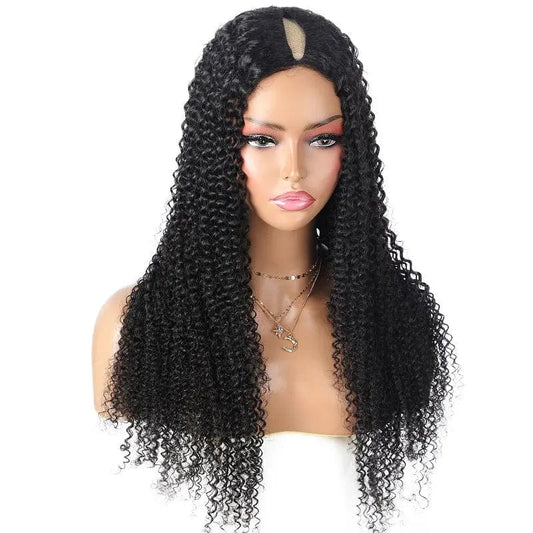 human hair 10A Kinky Curly Thin Part wig