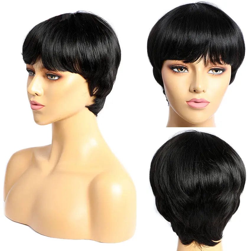 human hair 6 Inches / machine wig 10A Grade 100% Human Hair Wigs