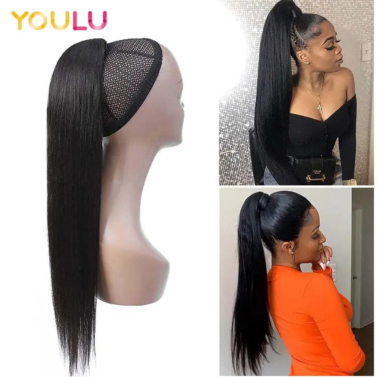 Human hair ponytail kinky straight curly ponytail wrap drawstring natural human hair ponytail hair extensions