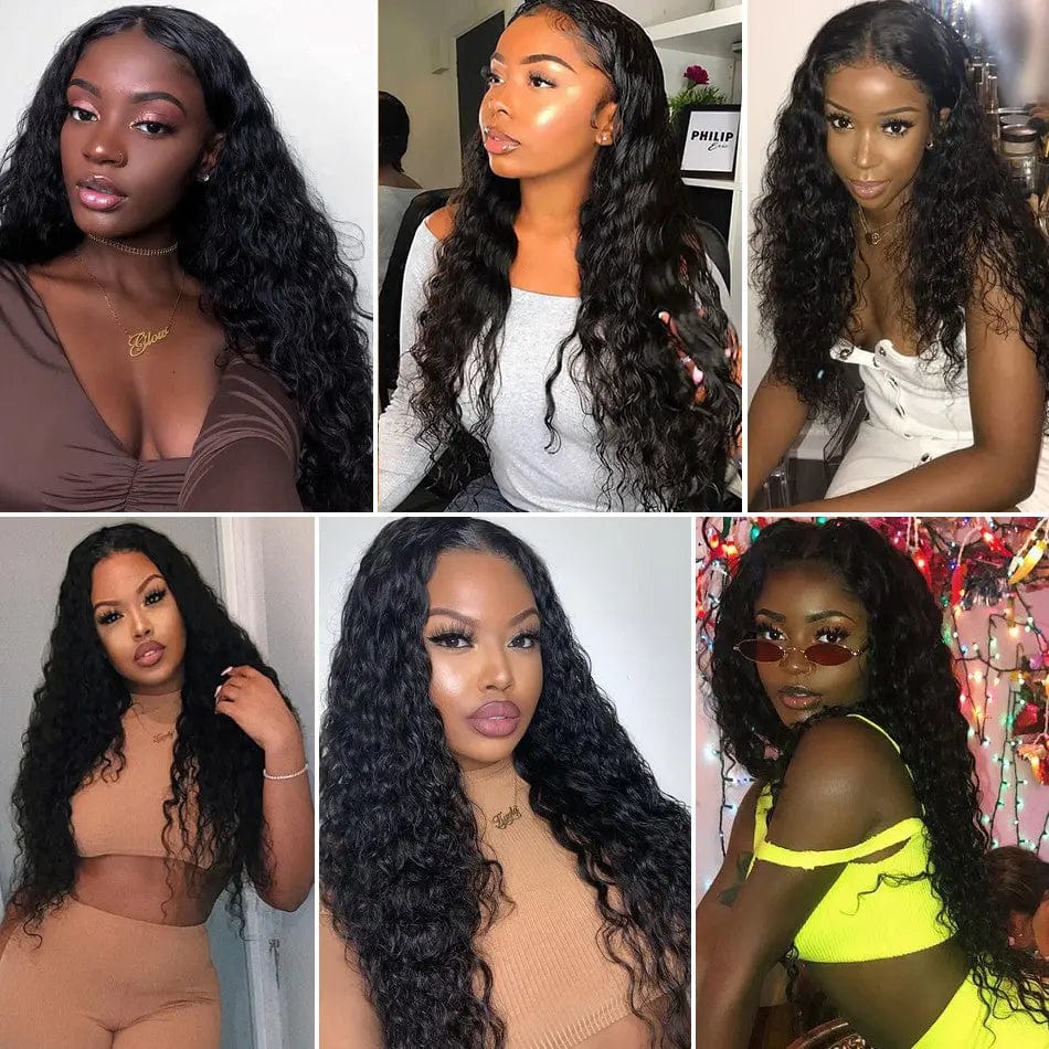 Human lace frontal wigs water wave 100% virgin