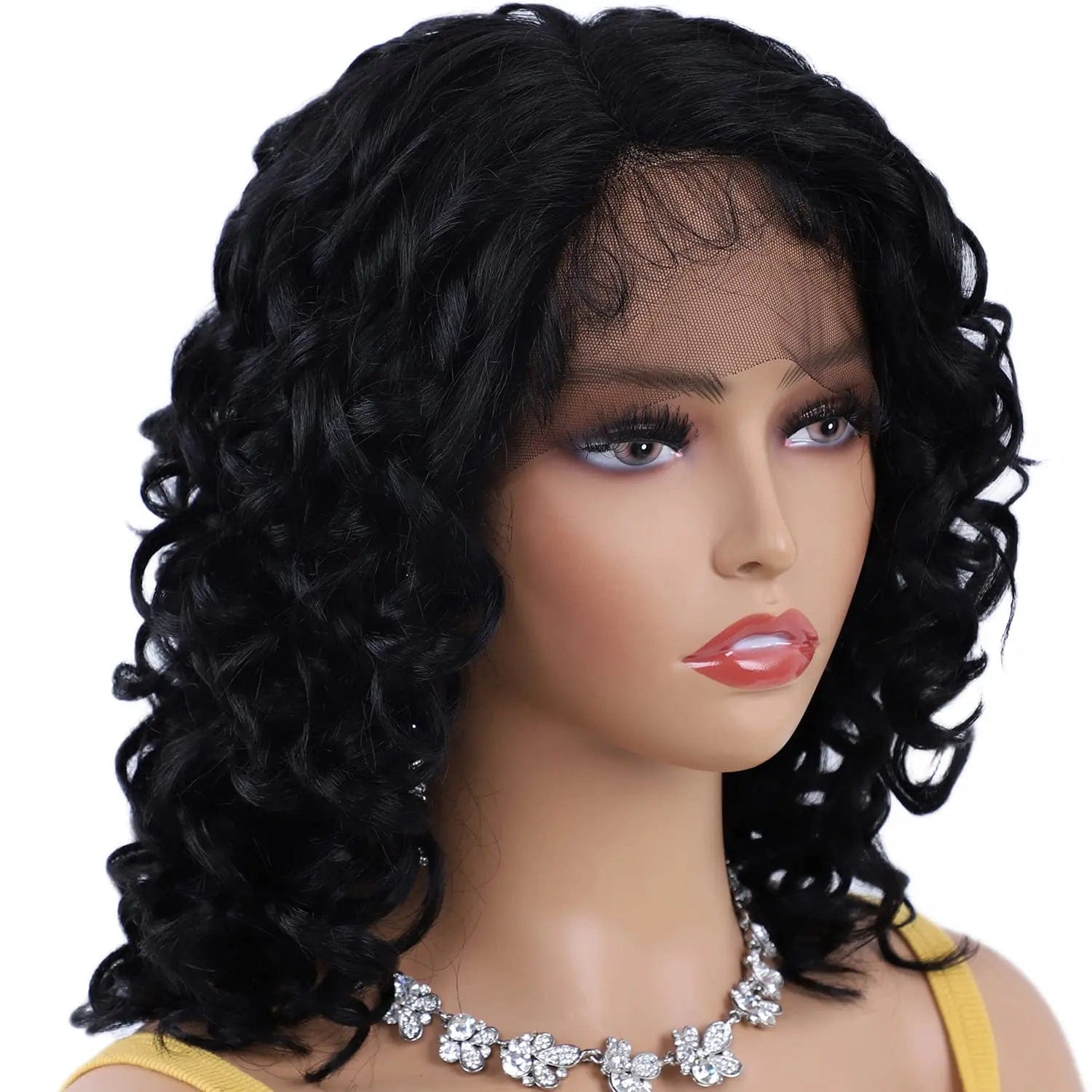 Inquiry us for wholesale price / Boucy Curl 14" Brazilian Re-my Virgin Hair Wig Clueless Plucked Natural Hairline