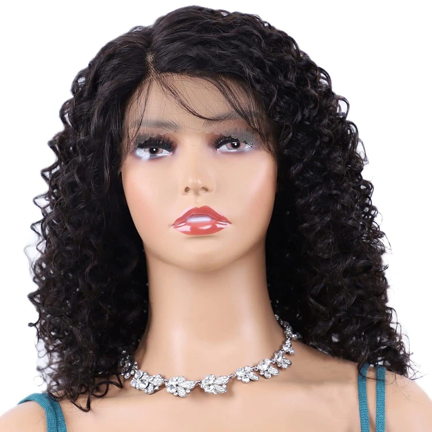 Inquiry us for wholesale price / Kinky Curl 16" Brazilian Re-my Virgin Hair Wig Clueless Plucked Natural Hairline