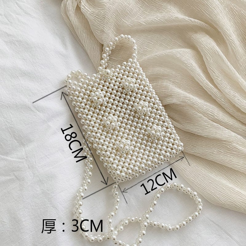 Ins Ladies Pearl Mini Clear Clutch Strap Baroque Evening Beach Crossbody Diy Hand Woven Handle Rice Beaded Purse For Girls